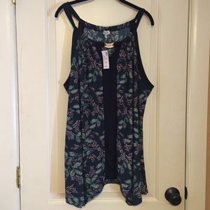 Avenue poly blend floral tank top